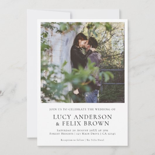 Elegant minimalist | Modern Chic Photo Wedding Kaart (Voorkant)