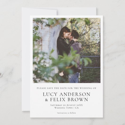 Elegant minimalist | Modern Chic Photo Wedding Save The Date (Voorkant)