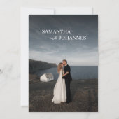 Elegant Minimalist Modern Green Photo Wedding  Kaart (Achterkant)