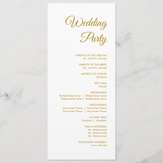 Elegant Minimalist Modern Islamic Wedding Program Programmakaart (Achterkant)