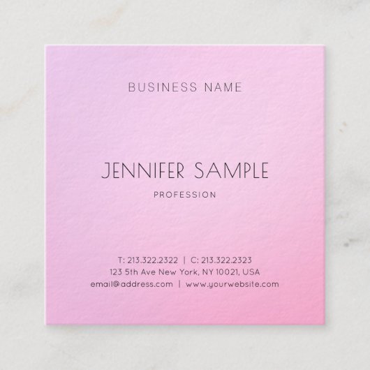 Elegant minimalist Modern Pink Harmony Luxury Vierkante Visitekaartje (Voorkant)