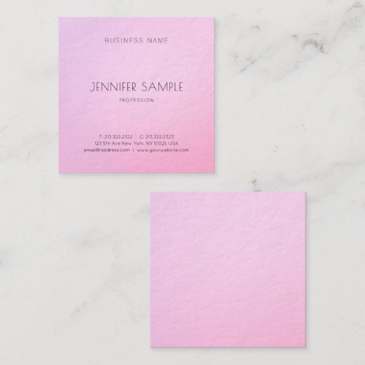 Elegant minimalist Modern Pink Harmony Luxury Vierkante Visitekaartje (Voorkant / Achterkant)