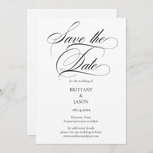 Elegant Minimalist modern Save The Date (Voorkant / Achterkant)