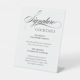 Elegant Minimalist modern Signature Cocktails sign Reclamebord Met Voetstuk
