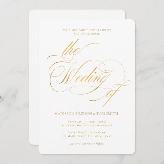 Elegant Minimalist modern Wedding Kaart (Voorkant / Achterkant)