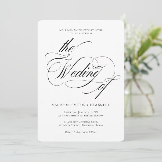 Elegant Minimalist modern Wedding Kaart (Staand voorkant)