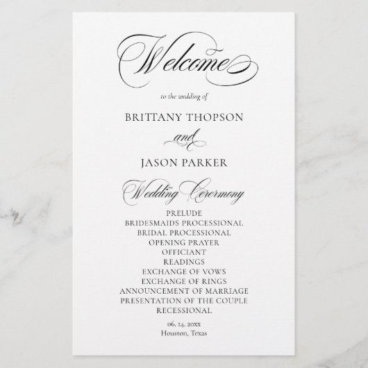 Elegant Minimalist modern Wedding Program (Voorkant)