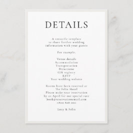 Elegant minimalist | Moderne chic Simple Wedding Informatiekaartje