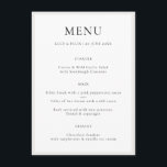 Elegant minimalist | Moderne chic Simple Wedding Menu<br><div class="desc">Een eenvoudige, elegante trouwmenubehuizingskaart in een moderne, minimalistische ontwerpstijl met een klassieke typografie en een gesofisticeerd gevoel. De tekst kan gemakkelijk met uw menuopties voor uniek één van een soort trouwontwerp worden gepersonaliseerd. Als je hulp nodig hebt bij het aanpassen van dit product, kun je contact met me opnemen via...</div>