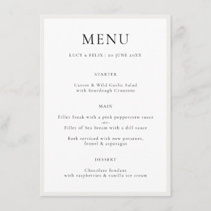 Elegant minimalist   Moderne chic Simple Wedding Menu