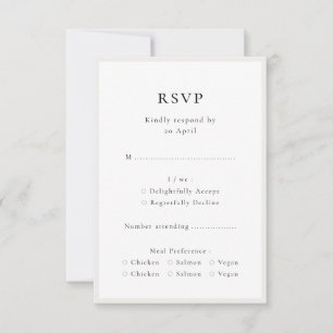 Elegant minimalist   Moderne chic Simple Wedding RSVP Kaartje