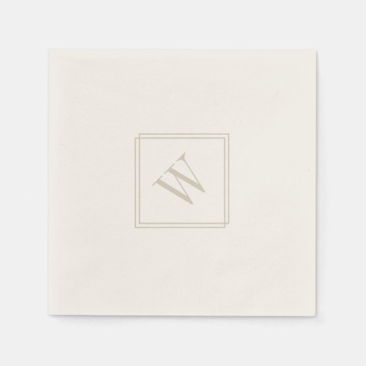 Elegant minimalist Monogram beige Weddenschap Cock Servet (Voorkant)