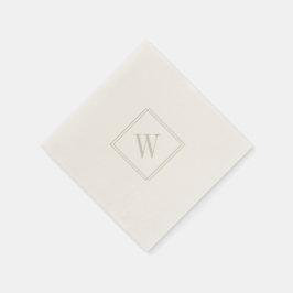 Elegant minimalist Monogram beige Weddenschap Cock Servet