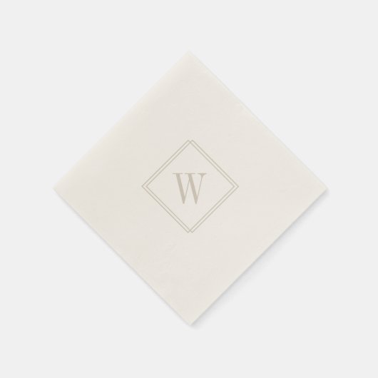 Elegant minimalist Monogram beige Weddenschap Cock Servet (Hoek)