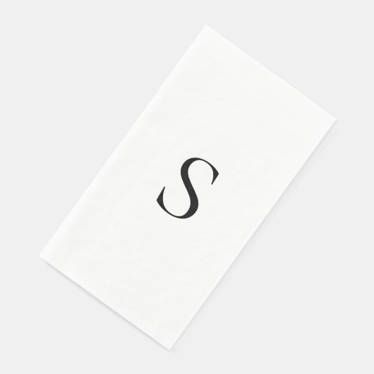 Elegant Minimalist Monogram Black and White  Servet (Hoek)