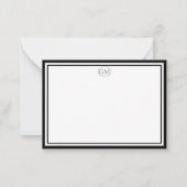 Elegant Minimalist Monogram Black Two Border  Notitiekaartje (Voorkant)