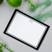 Elegant Minimalist Monogram Black Two Border  Notitiekaartje