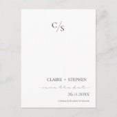 Elegant minimalist Monogram Black White Wedding Aankondigingskaart (Voorkant)