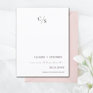 Elegant minimalist Monogram Black White Wedding Aankondigingskaart