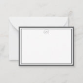 Elegant Minimalist Monogram Gray Two Border  Notitiekaartje (Voorkant)