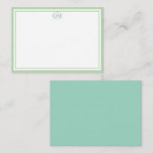 Elegant Minimalist Monogram Green Two Border  Notitiekaartje (Voorkant / Achterkant)