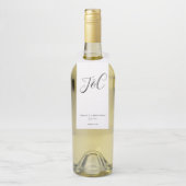 Elegant Minimalist Monogram Initials Wedding Flessenhanger (Op fles)