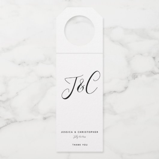 Elegant Minimalist Monogram Initials Wedding Flessenhanger (Voorkant)