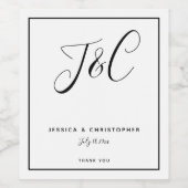 Elegant Minimalist Monogram Initials Wedding Wijn Etiket (Enkel label)