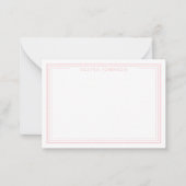 Elegant Minimalist Monogram Pink Border Notitiekaartje (Voorkant)