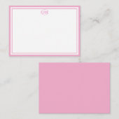 Elegant Minimalist Monogram Pink Two Border  Notitiekaartje (Voorkant / Achterkant)