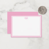 Elegant Minimalist Monogram Pink Two Border  Notitiekaartje (Voorkant / Achterkant in situ)