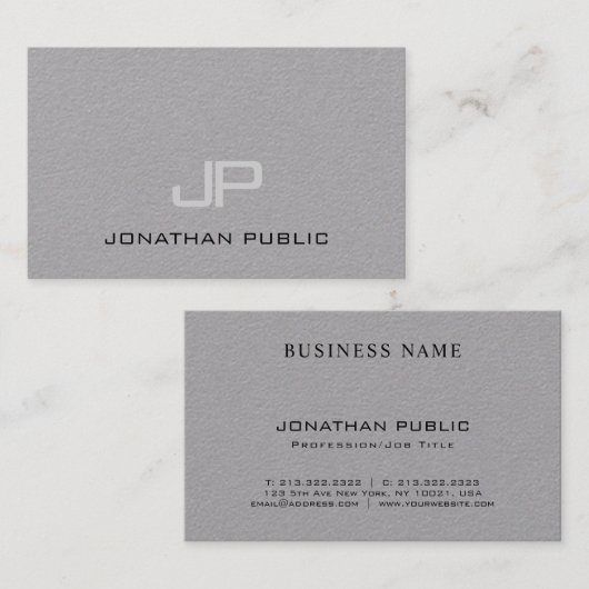 Elegant minimalist Monogram Plain Luxury Trendy Visitekaartje (Voorkant / Achterkant)