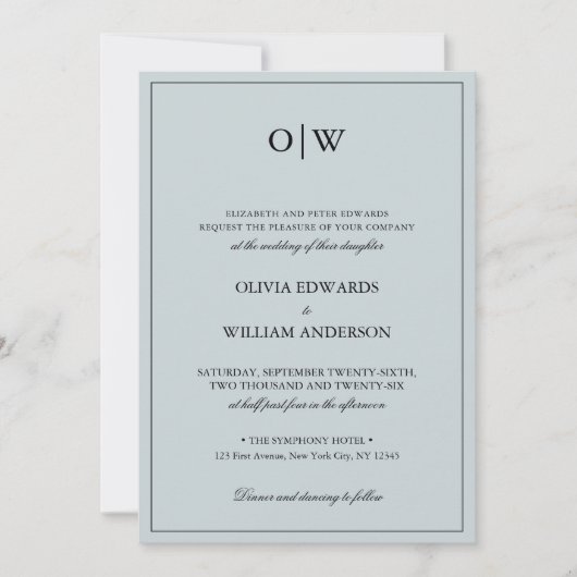 Elegant Minimalist Monogram Wedding Kaart (Voorkant)