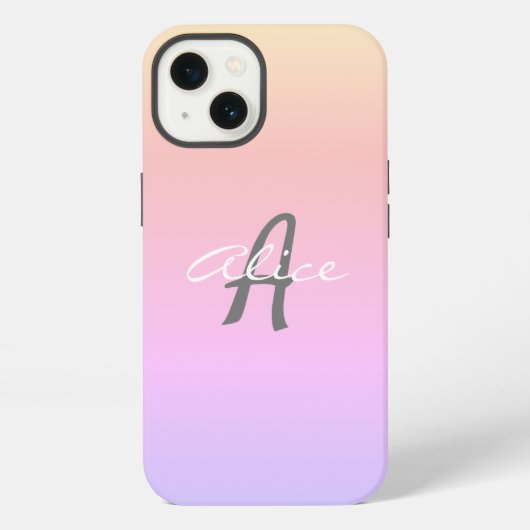 Elegant minimalist monogrammen schattig script roz iPhone hoesje (Achterkant)