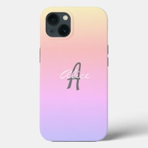 Elegant minimalist monogrammen schattig script roz iPhone 13 hoesje