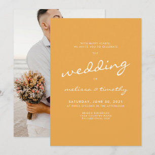 Elegant minimalist Mustard Yellow Photo Wedding Kaart