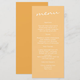 Elegant minimalist Mustard Yellow Wedding Menu