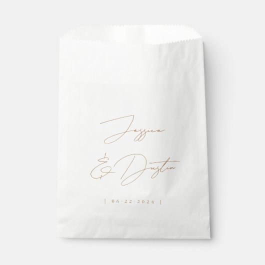 Elegant Minimalist Names Date Script Gold Weddensc Bedankzakje (Voorkant)