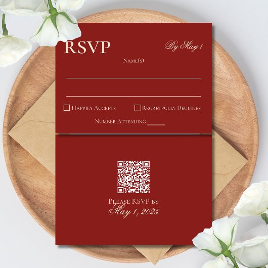 Elegant Minimalist Old Money Bold Red Wedding RSVP