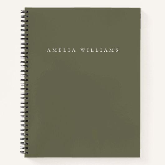Elegant Minimalist Olive Green Monogram Notitieboek (Voorkant)