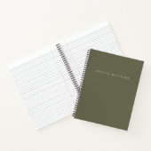 Elegant Minimalist Olive Green Monogram Notitieboek (Binnen)