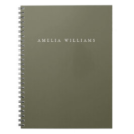 Elegant Minimalist Olive Green Monogram Notitieboek
