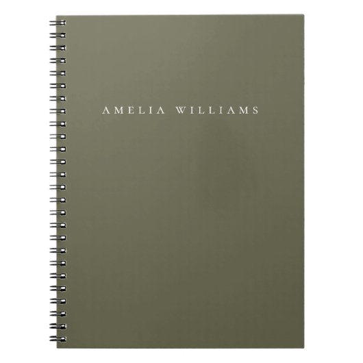 Elegant Minimalist Olive Green Monogram Notitieboek (Voorkant)