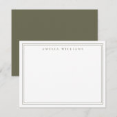 Elegant Minimalist Olive Green Two Border Notitiekaartje (Voorkant / Achterkant)