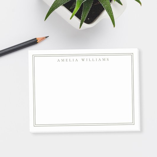 Elegant Minimalist Olive Green Two Border Post-it® Notes