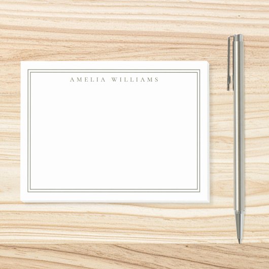 Elegant Minimalist Olive Green Two Border Post-it® Notes