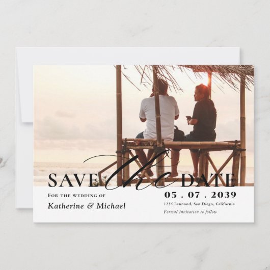 Elegant Minimalist One Photo QR code Wedding Save The Date (Voorkant)