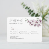 Elegant Minimalist Orchid Wedding RSVP Card (Staand voorkant)