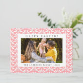 Elegant Minimalist Pattern Happy Easter 1 Photo Feestdagenkaart (Staand voorkant)