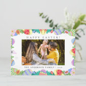 Elegant Minimalist Pattern Happy Easter 1 Photo Feestdagenkaart (Staand voorkant)